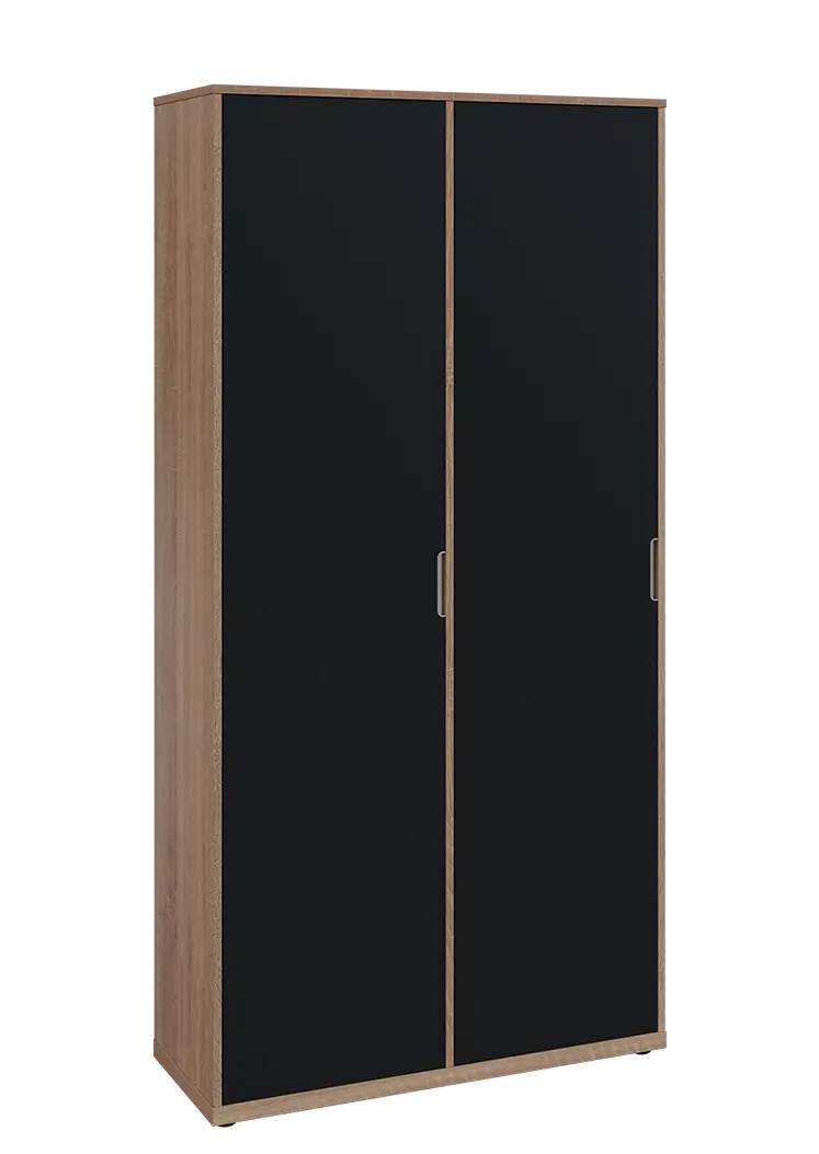 KSR6-81 L skříň šatní, 2x výsuvné ramínko, 2053x1022x400 mm, provedení levé, dub bardolino/černá